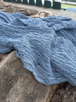Indigo Blue Textured Sheer Linen Fabric.