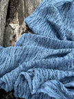 Indigo Blue Textured Sheer Linen Fabric.
