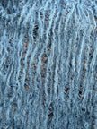 Indigo Blue Textured Sheer Linen Fabric.