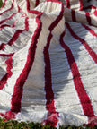 Red Striped Cotton Crinkle Fabric Stretchy.