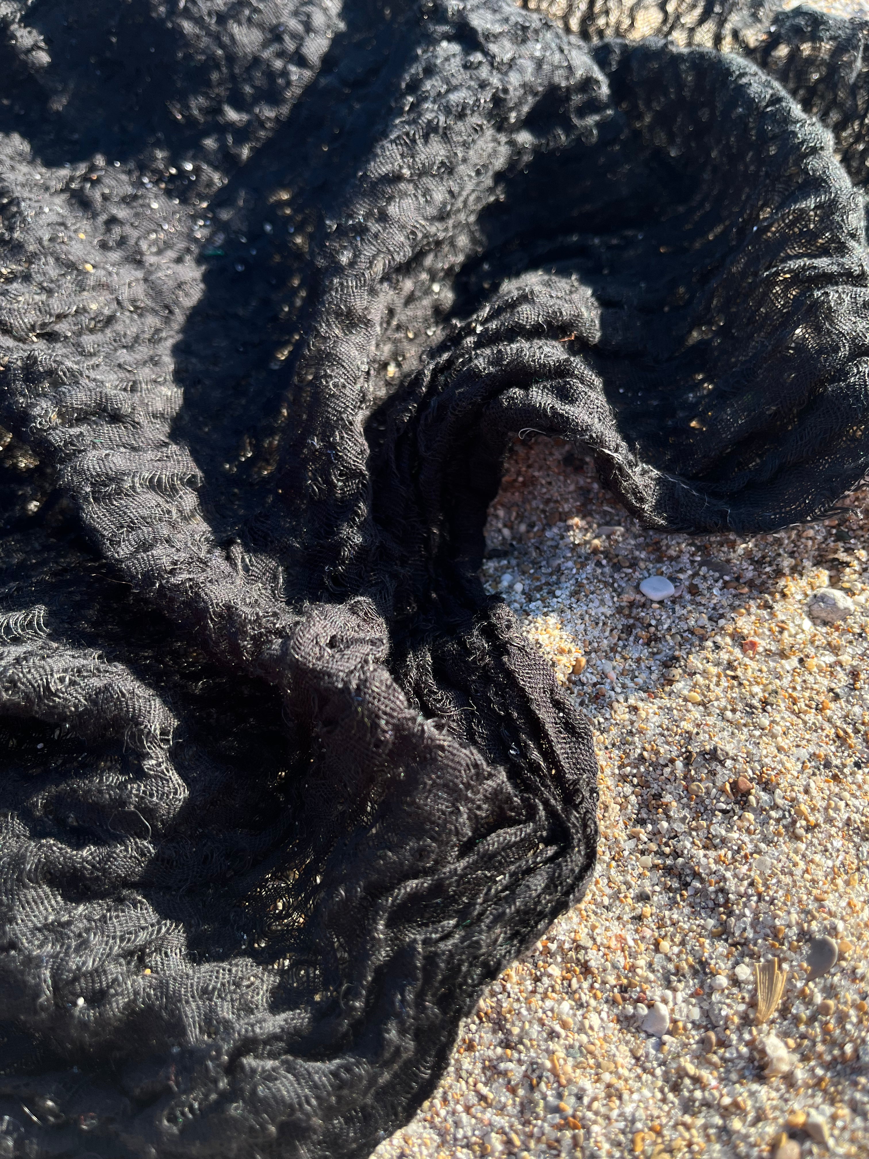 Black Textured Linen Fabric By The Yard Natural Fabrics.