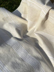 Yumuşak Akışkan Geniş Çizgili Orta Ağırlıkta Yumuşatılmış Keten Pamuklu Kumaş Metre Başına 200g/m2 - Döşemelik Çizgili Fransız Stili veya Kimono veya Pantolon İçin Dikiş Projeleri İçin - Doğal Döşemelik Kumaşlar 235 CM Genişlik.