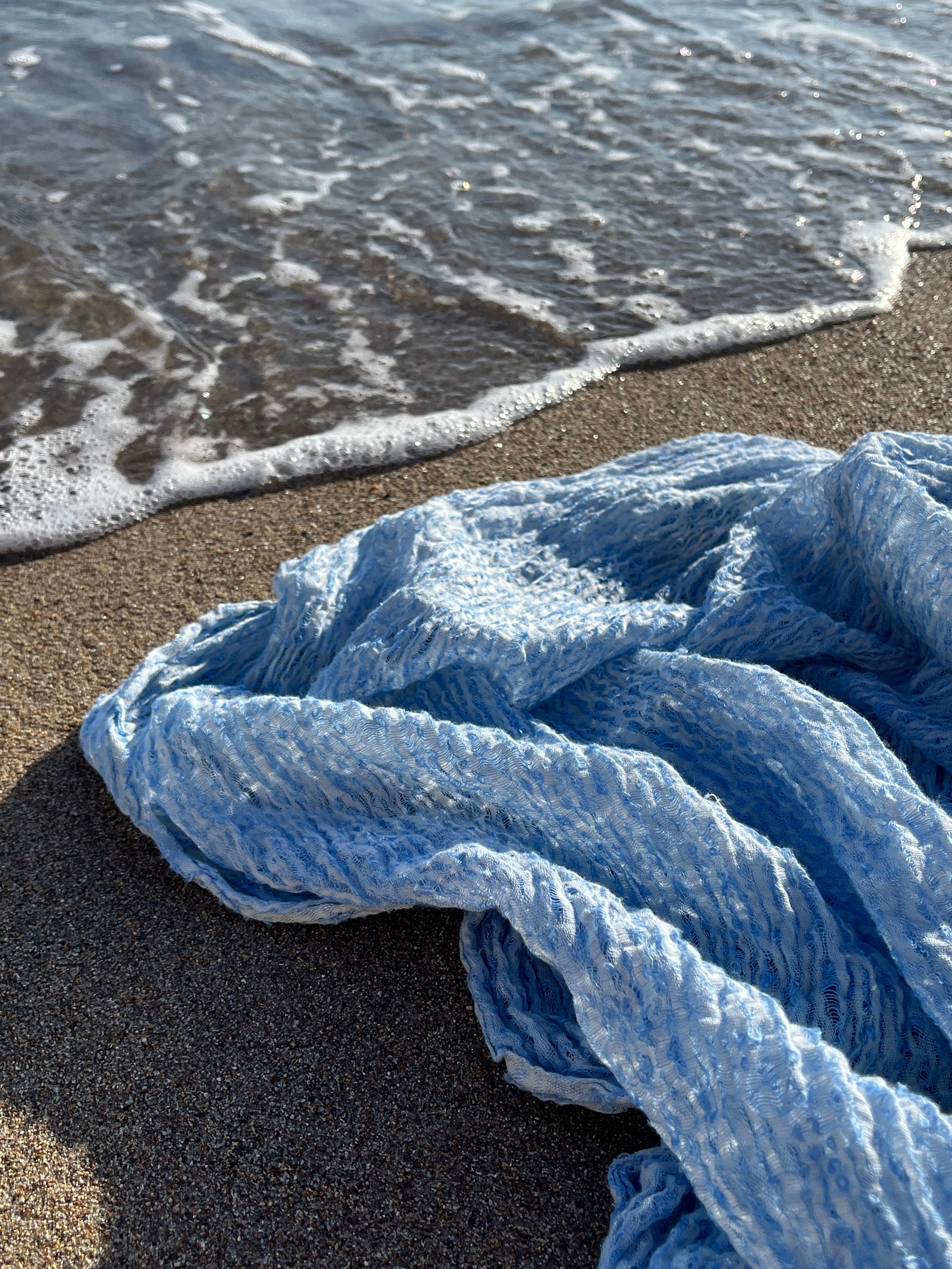 Light Blue Unique Natural Fabrics: Funky, Sheer, and Textured Cotton Linen