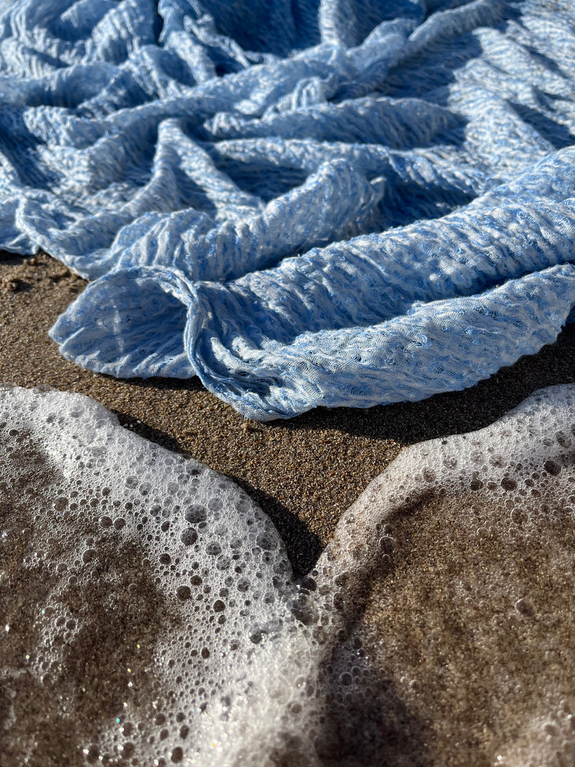 Light Blue Unique Natural Fabrics: Funky, Sheer, and Textured Cotton Linen