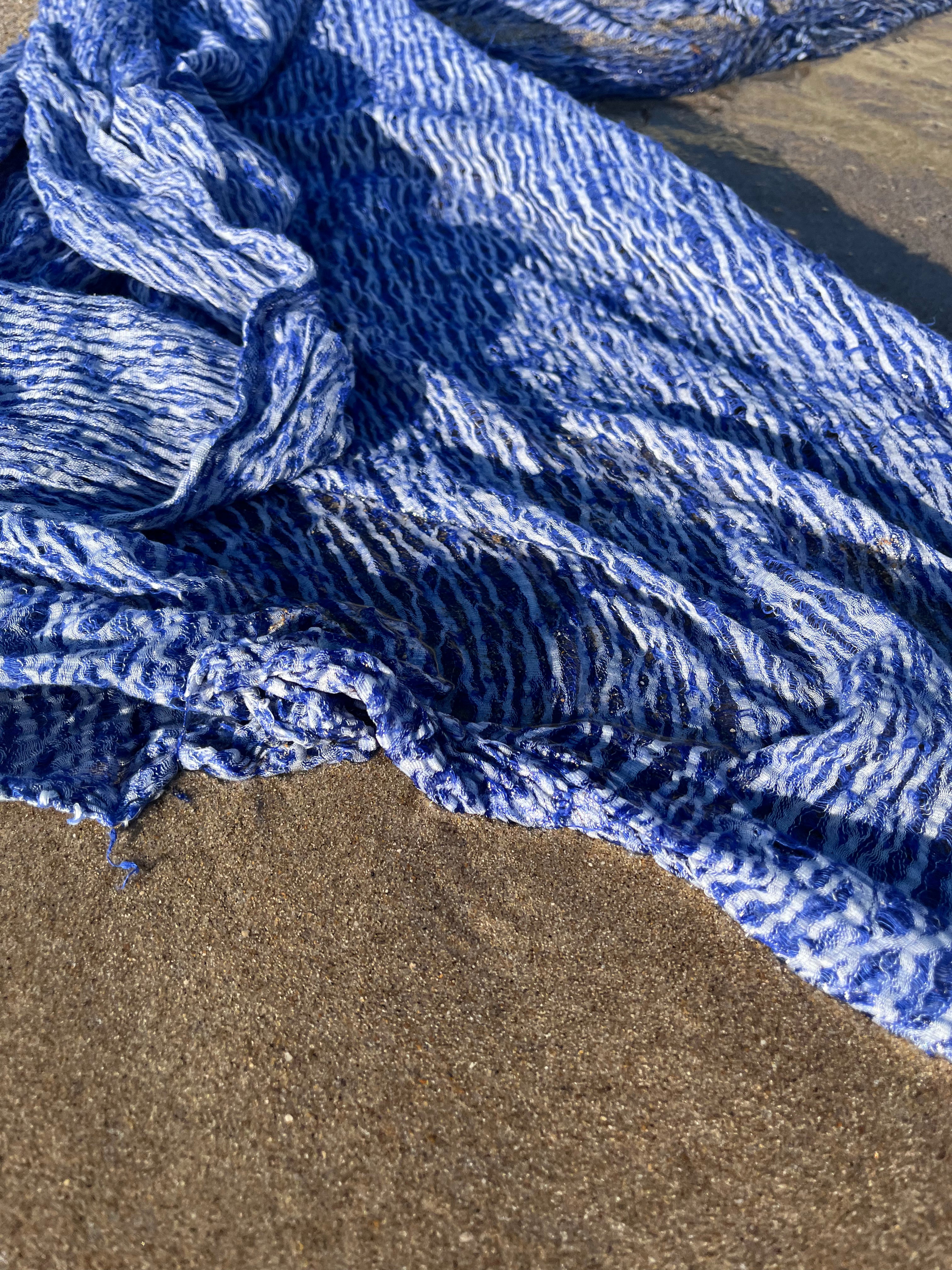 Blue Unique Natural Fabrics: Funky, Sheer, and Textured Cotton Linen.