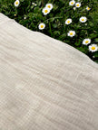 Tissu en coton biologique à mailles creuses, tissu en coton transparent froissé à motif à chevrons Beige et blanc