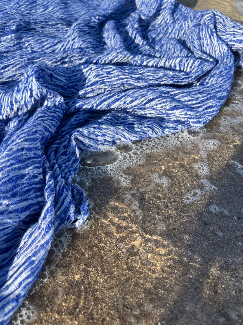Blue Unique Natural Fabrics: Funky, Sheer, and Textured Cotton Linen.