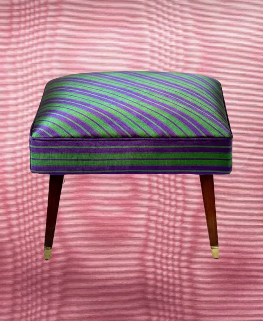 Purple Colour Silk Moire Home Textile Interior Fabrics, Watermark Pattern.