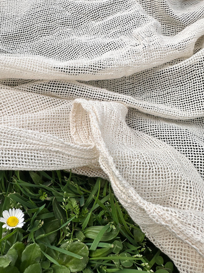 Knitted Mesh Cotton Softened Organic Fabric.