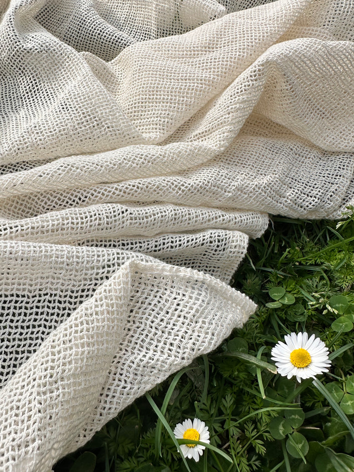 Knitted Mesh Cotton Softened Organic Fabric.
