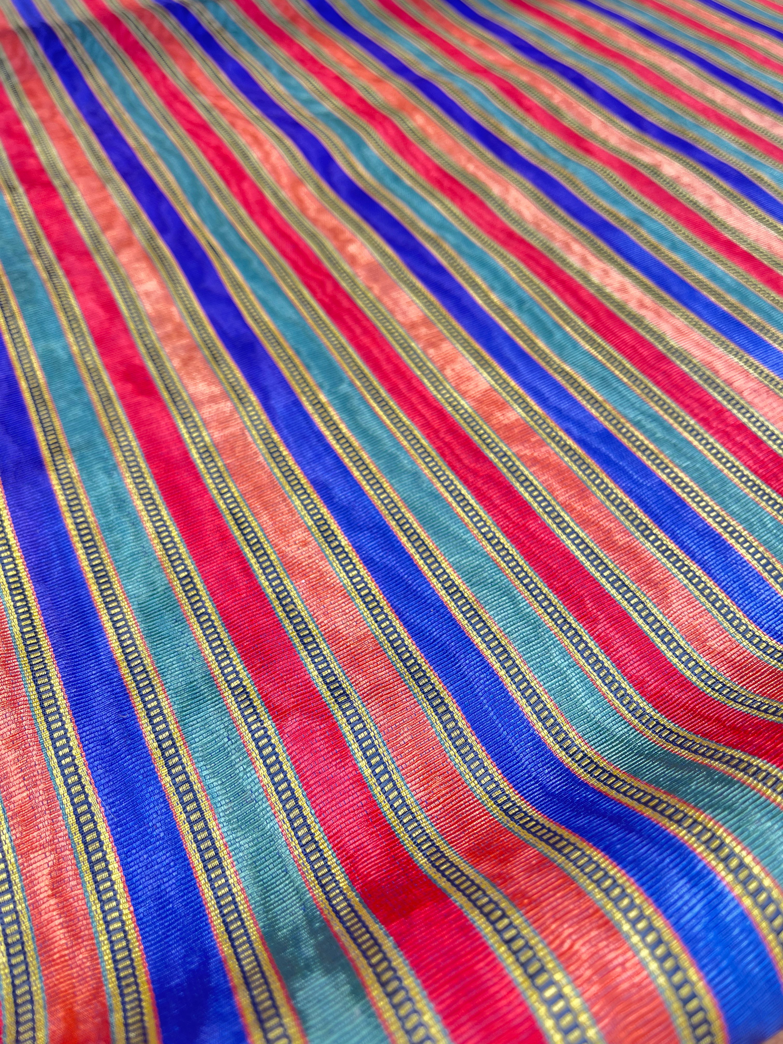 Striped Pattern Moiré Fabric By The Yard – Luxurious Silk  For Interior Design & Special Sewing Projects. / 24 inches - 60 cm Width