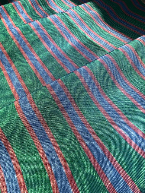 Multi Color Striped Pattern Moiré Fabric By The Yard – Luxurious Silk  For Interior Design & Special Sewing Projects. / 22 inches - 50 cm Width