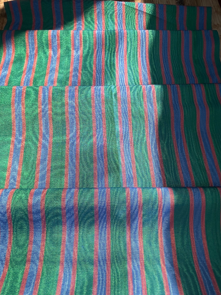 Multi Color Striped Pattern Moiré Fabric By The Yard – Luxurious Silk  For Interior Design & Special Sewing Projects. / 22 inches - 50 cm Width