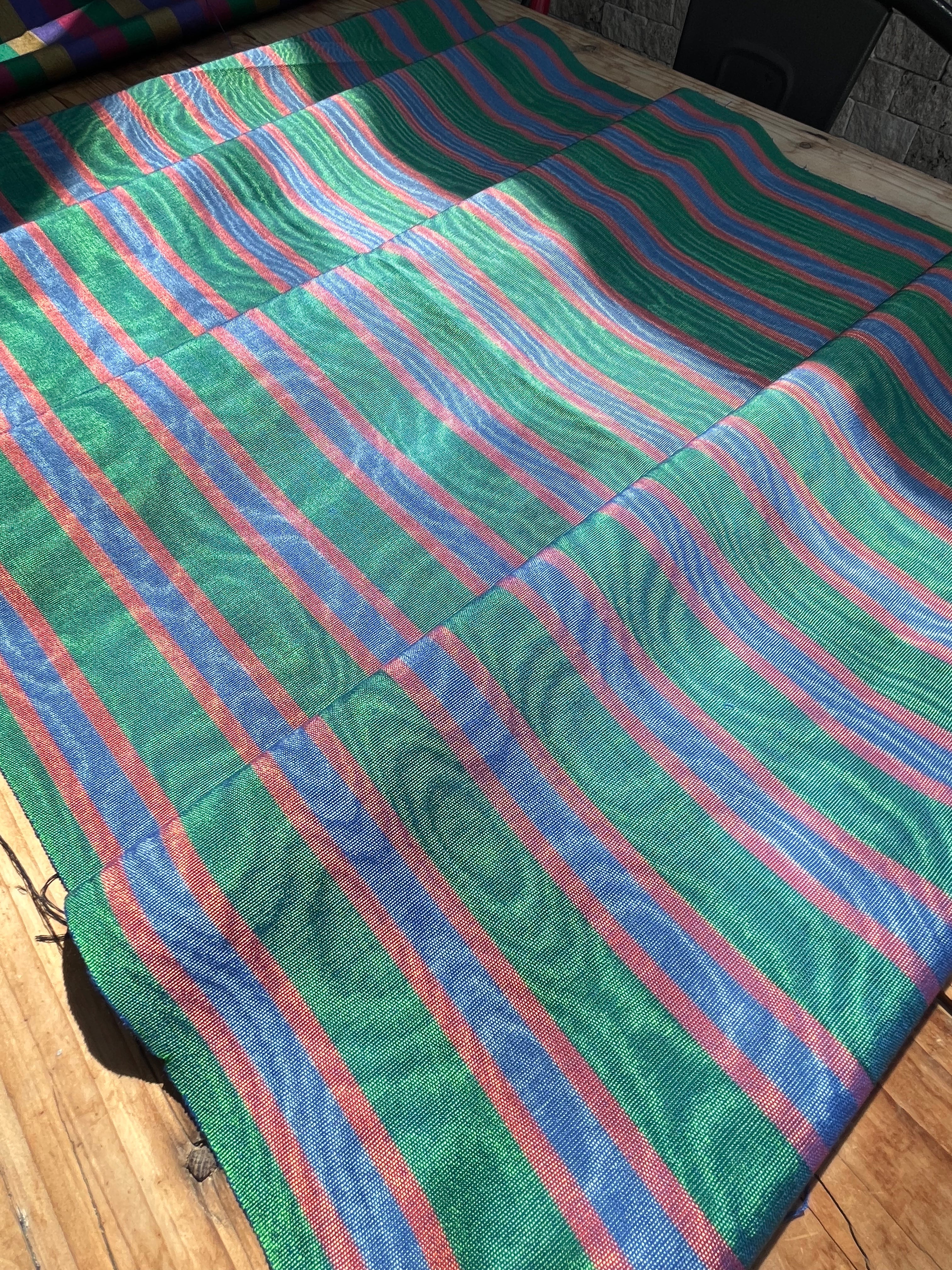 Multi Color Striped Pattern Moiré Fabric By The Yard – Luxurious Silk  For Interior Design & Special Sewing Projects. / 22 inches - 50 cm Width