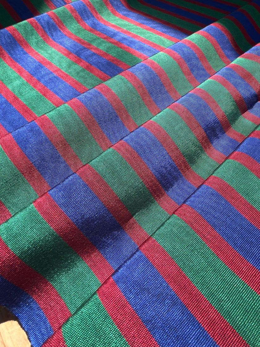 Multi Color Striped Pattern Moiré Fabric By The Yard – Luxurious Silk  For Interior Design & Special Sewing Projects. / 22 inches - 50 cm Width.