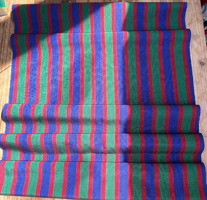 Multi Color Striped Pattern Moiré Fabric By The Yard – Luxurious Silk  For Interior Design & Special Sewing Projects. / 22 inches - 50 cm Width.