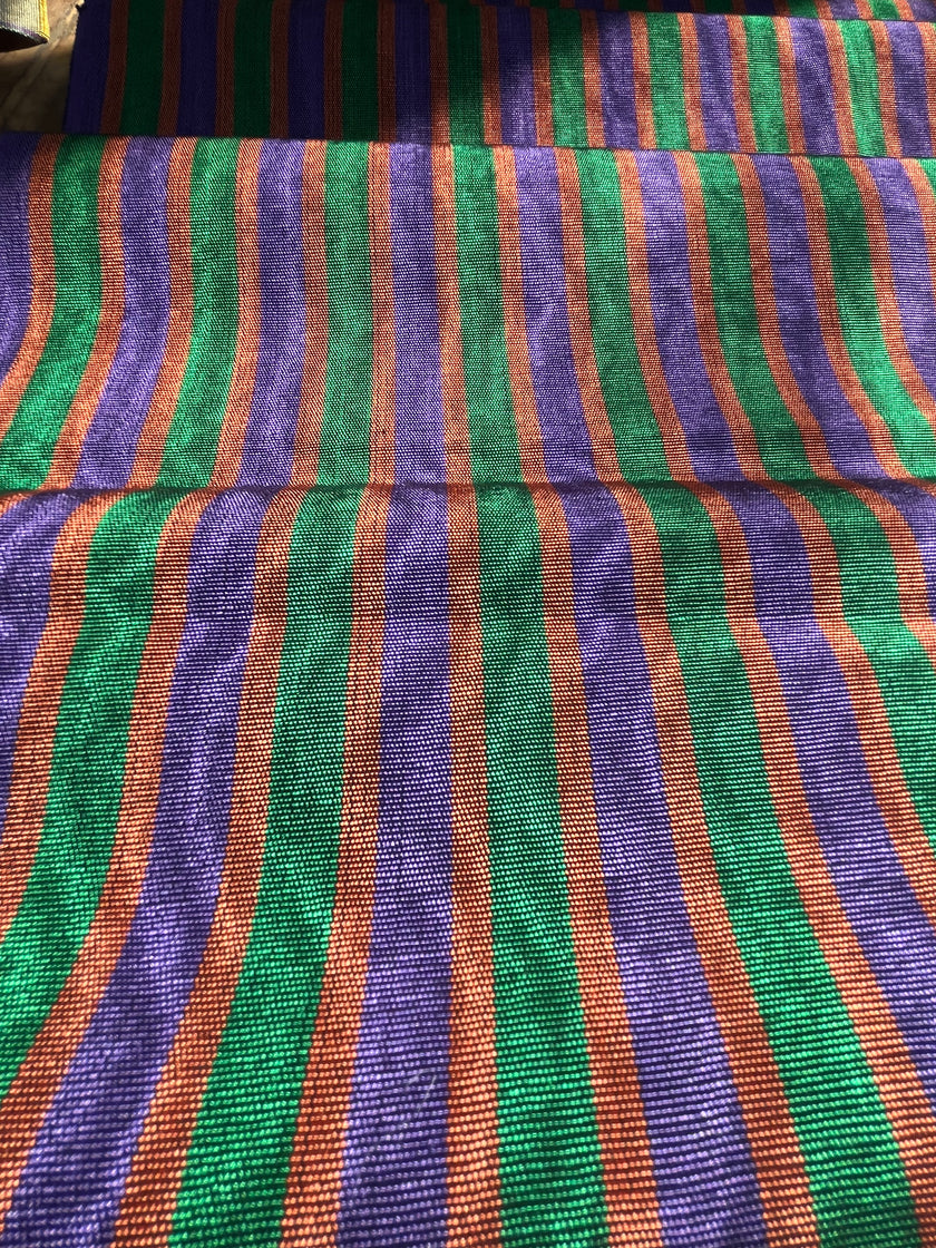 Multi Color Striped Pattern Moiré Fabric By The Yard – Luxurious Silk  For Interior Design & Special Sewing Projects. / 22 inches - 50 cm Width.