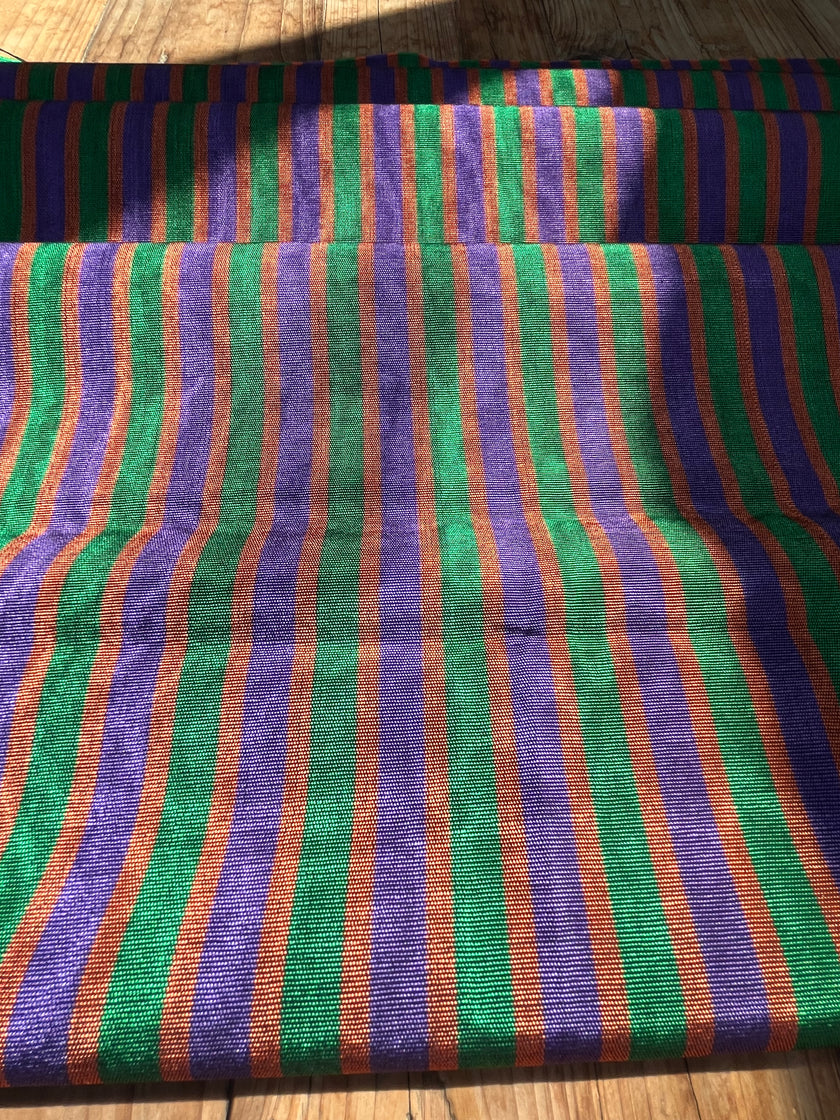 Multi Color Striped Pattern Moiré Fabric By The Yard – Luxurious Silk  For Interior Design & Special Sewing Projects. / 22 inches - 50 cm Width.