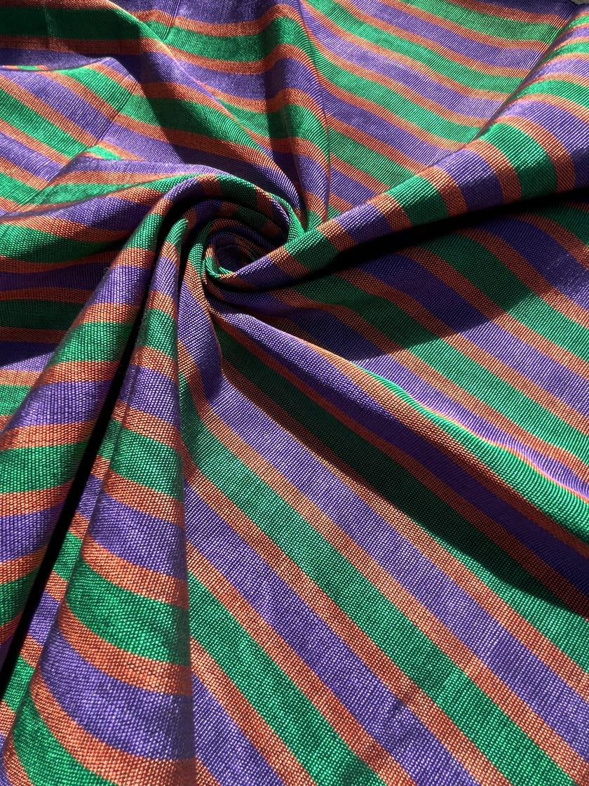 Multi Color Striped Pattern Moiré Fabric By The Yard – Luxurious Silk  For Interior Design & Special Sewing Projects. / 22 inches - 50 cm Width.