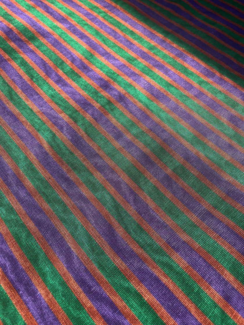 Multi Color Striped Pattern Moiré Fabric By The Yard – Luxurious Silk  For Interior Design & Special Sewing Projects. / 22 inches - 50 cm Width.