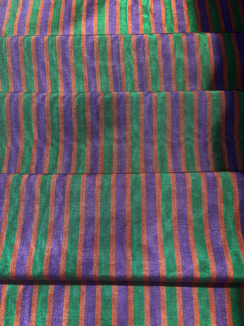 Multi Color Striped Pattern Moiré Fabric By The Yard – Luxurious Silk  For Interior Design & Special Sewing Projects. / 22 inches - 50 cm Width.