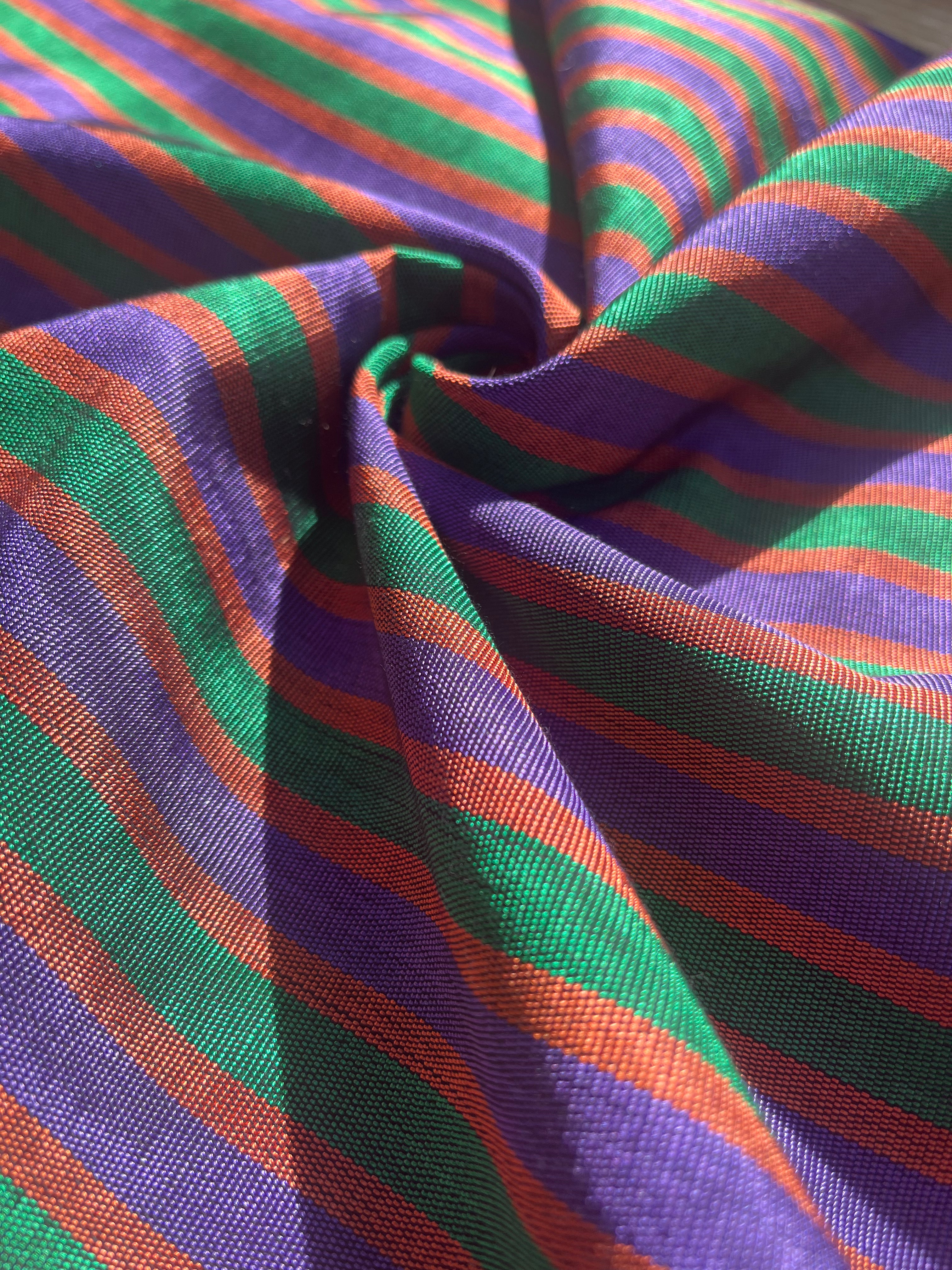 Multi Color Striped Pattern Moiré Fabric By The Yard – Luxurious Silk  For Interior Design & Special Sewing Projects. / 22 inches - 50 cm Width.