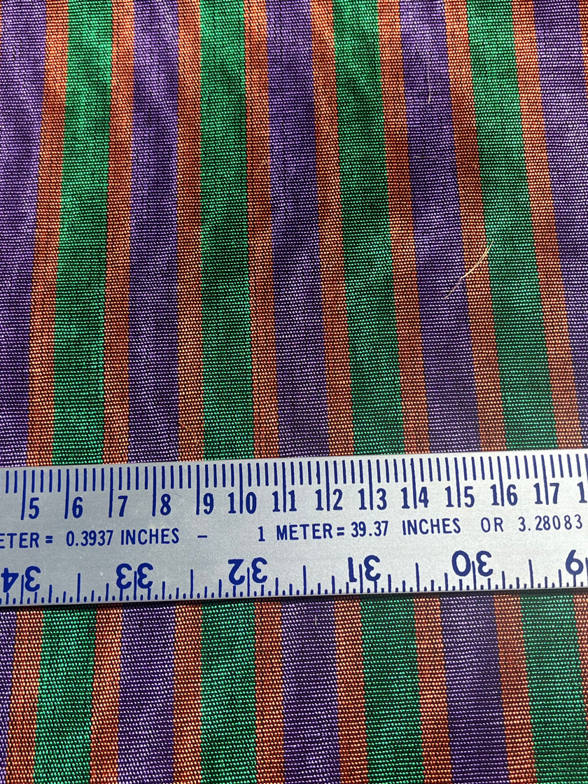 Multi Color Striped Pattern Moiré Fabric By The Yard – Luxurious Silk  For Interior Design & Special Sewing Projects. / 22 inches - 50 cm Width.