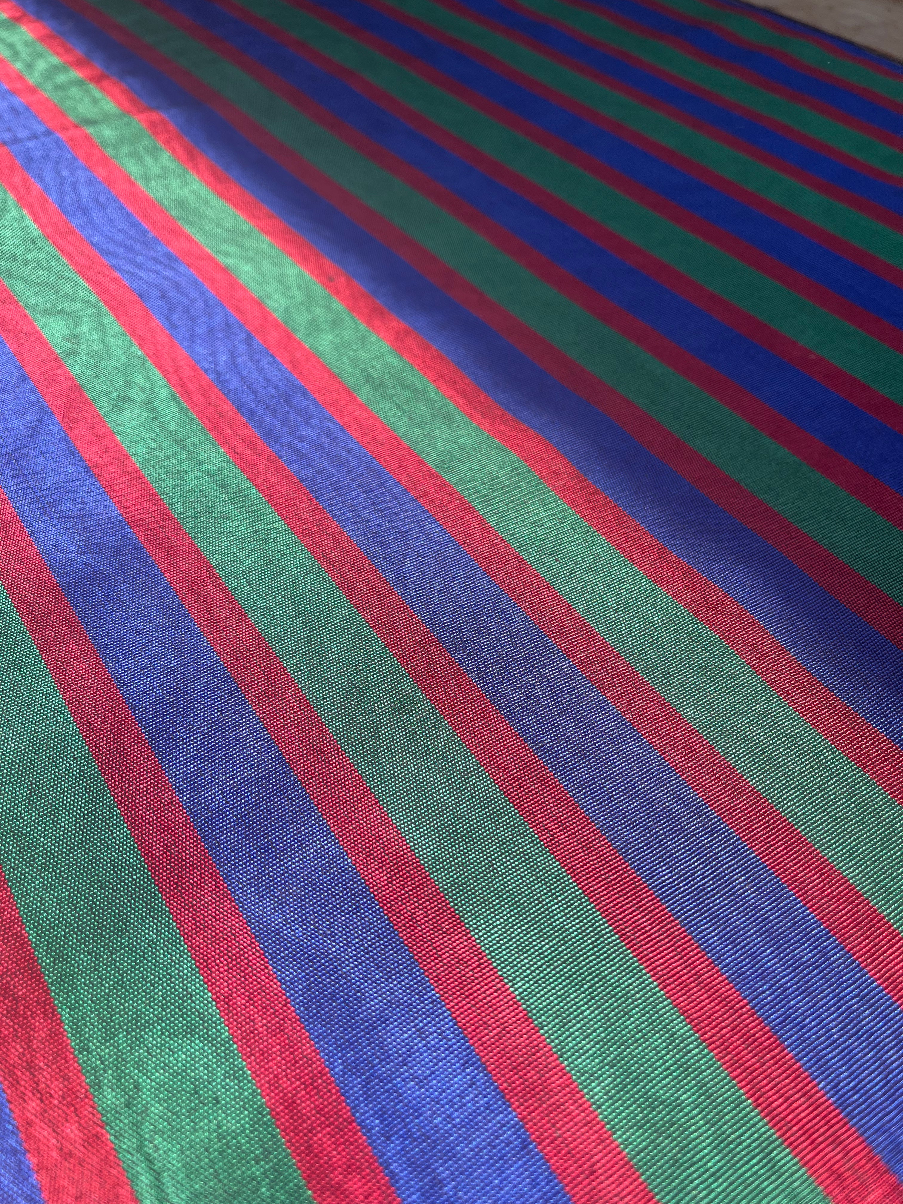 Multi Color Striped Pattern Moiré Fabric By The Yard – Luxurious Silk  For Interior Design & Special Sewing Projects. / 22 inches - 50 cm Width.