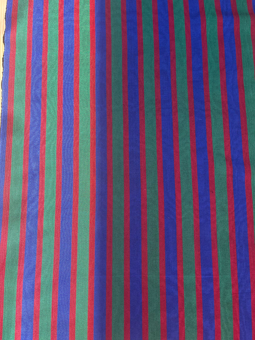Multi Color Striped Pattern Moiré Fabric By The Yard – Luxurious Silk  For Interior Design & Special Sewing Projects. / 22 inches - 50 cm Width.