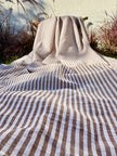 Organic Brown & White Pin Stripe Cotton Fabric by the Yard | 145 cm Wide Handwoven Turkish Cotton