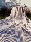 Organic Brown & White Pin Stripe Cotton Fabric by the Yard | 145 cm Wide Handwoven Turkish Cotton