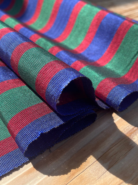 Multi Color Striped Pattern Moiré Fabric By The Yard – Luxurious Silk  For Interior Design & Special Sewing Projects. / 22 inches - 50 cm Width.