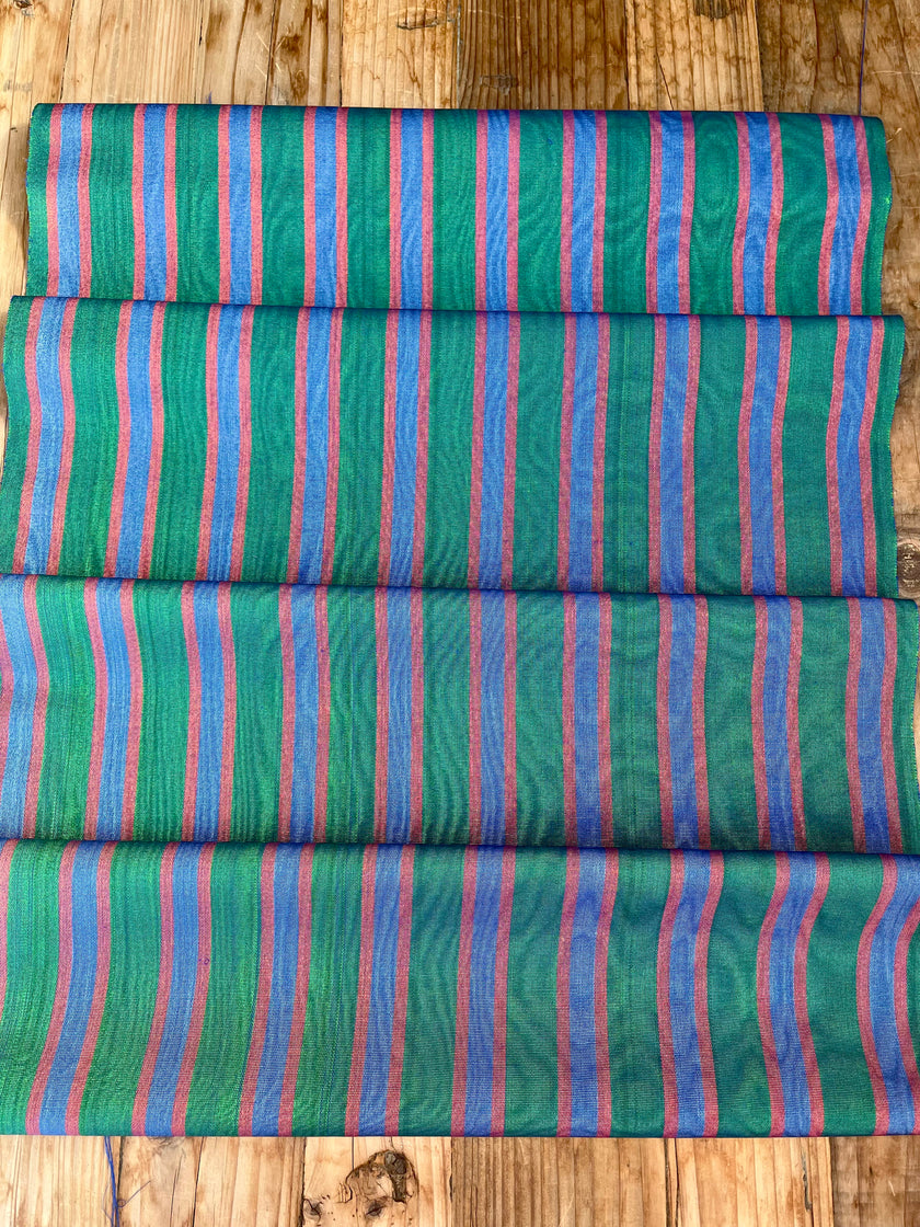 Multi Color Striped Pattern Moiré Fabric By The Yard – Luxurious Silk  For Interior Design & Special Sewing Projects. / 22 inches - 50 cm Width