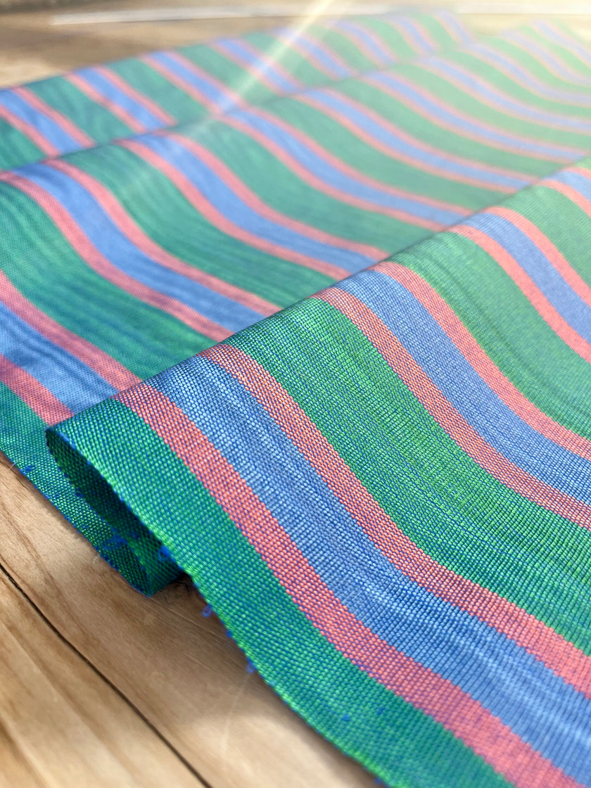 Multi Color Striped Pattern Moiré Fabric By The Yard – Luxurious Silk  For Interior Design & Special Sewing Projects. / 22 inches - 50 cm Width