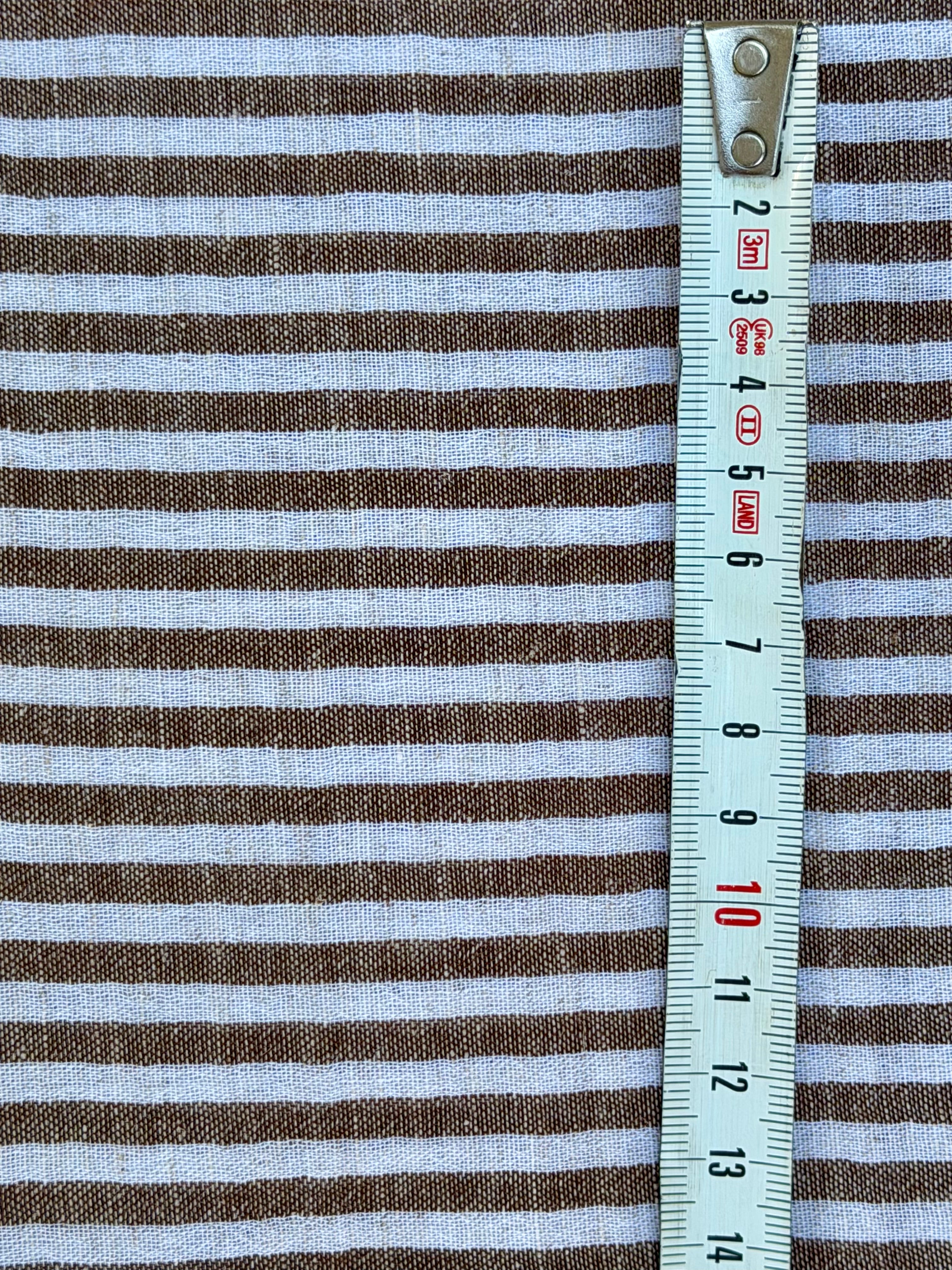 Organic Brown & White Pin Stripe Cotton Fabric by the Yard | 145 cm Wide Handwoven Turkish Cotton