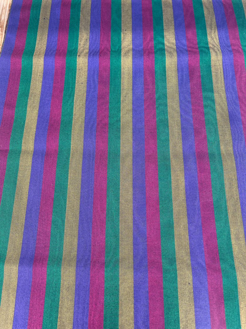 Multi Color Striped Pattern Moiré Fabric By The Yard – Luxurious Silk  For Interior Design & Special Sewing Projects. / 22 inches - 50 cm Width.