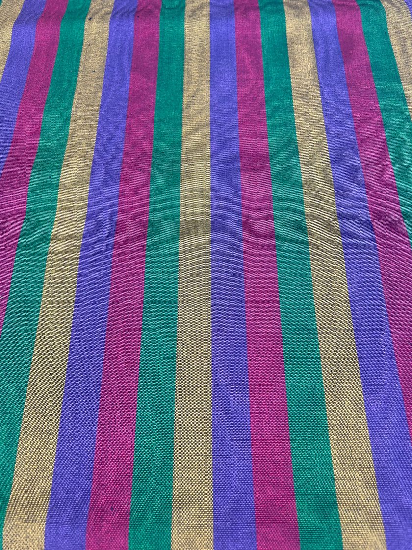 Multi Color Striped Pattern Moiré Fabric By The Yard – Luxurious Silk  For Interior Design & Special Sewing Projects. / 22 inches - 50 cm Width.