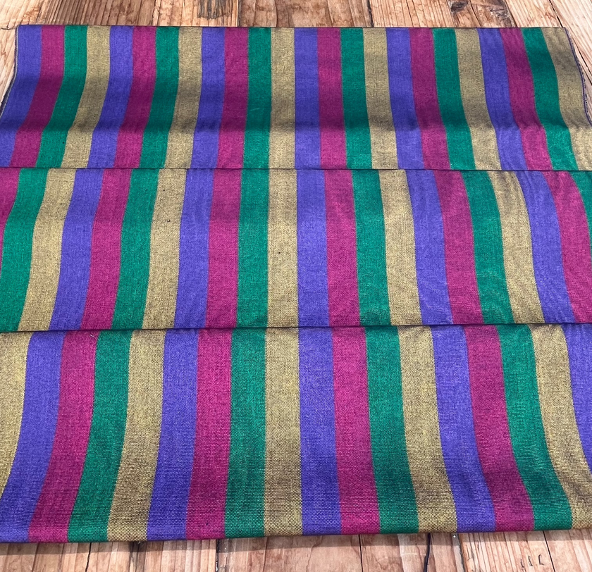 Multi Color Striped Pattern Moiré Fabric By The Yard – Luxurious Silk  For Interior Design & Special Sewing Projects. / 22 inches - 50 cm Width.