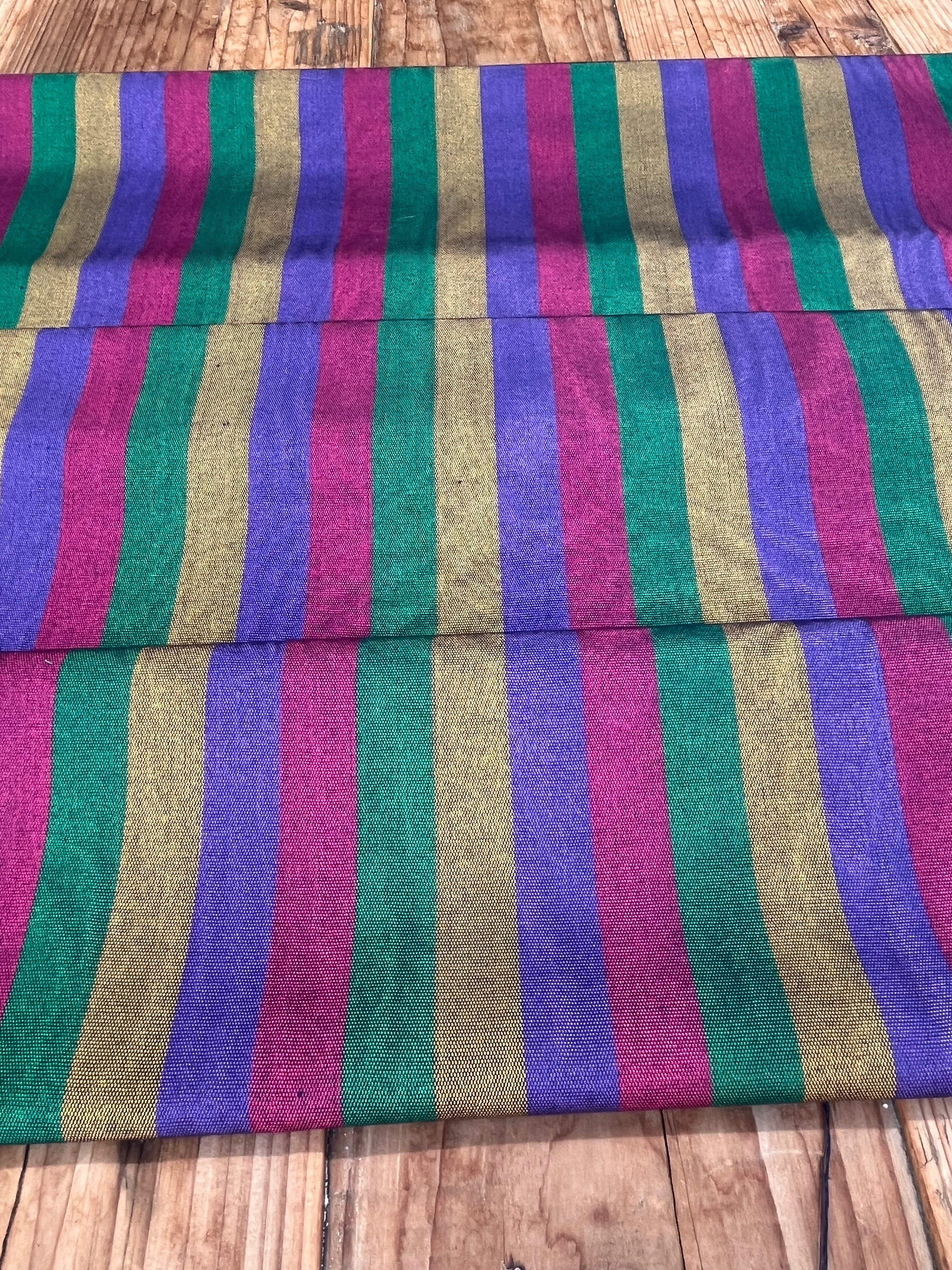 Multi Color Striped Pattern Moiré Fabric By The Yard – Luxurious Silk  For Interior Design & Special Sewing Projects. / 22 inches - 50 cm Width.