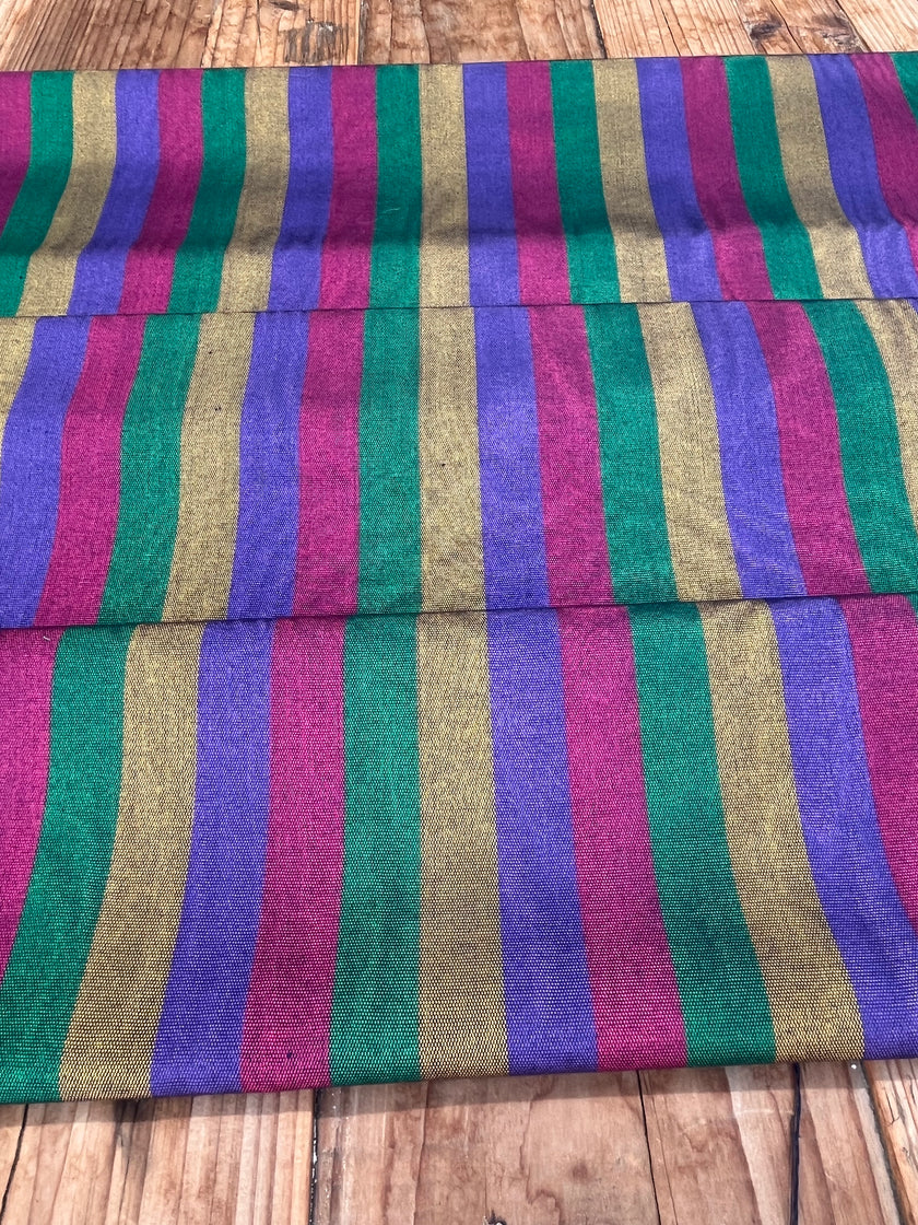 Multi Color Striped Pattern Moiré Fabric By The Yard – Luxurious Silk  For Interior Design & Special Sewing Projects. / 22 inches - 50 cm Width.