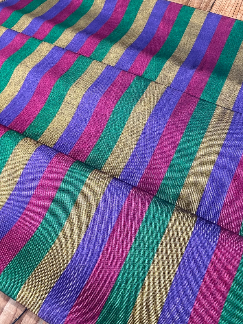 Multi Color Striped Pattern Moiré Fabric By The Yard – Luxurious Silk  For Interior Design & Special Sewing Projects. / 22 inches - 50 cm Width.