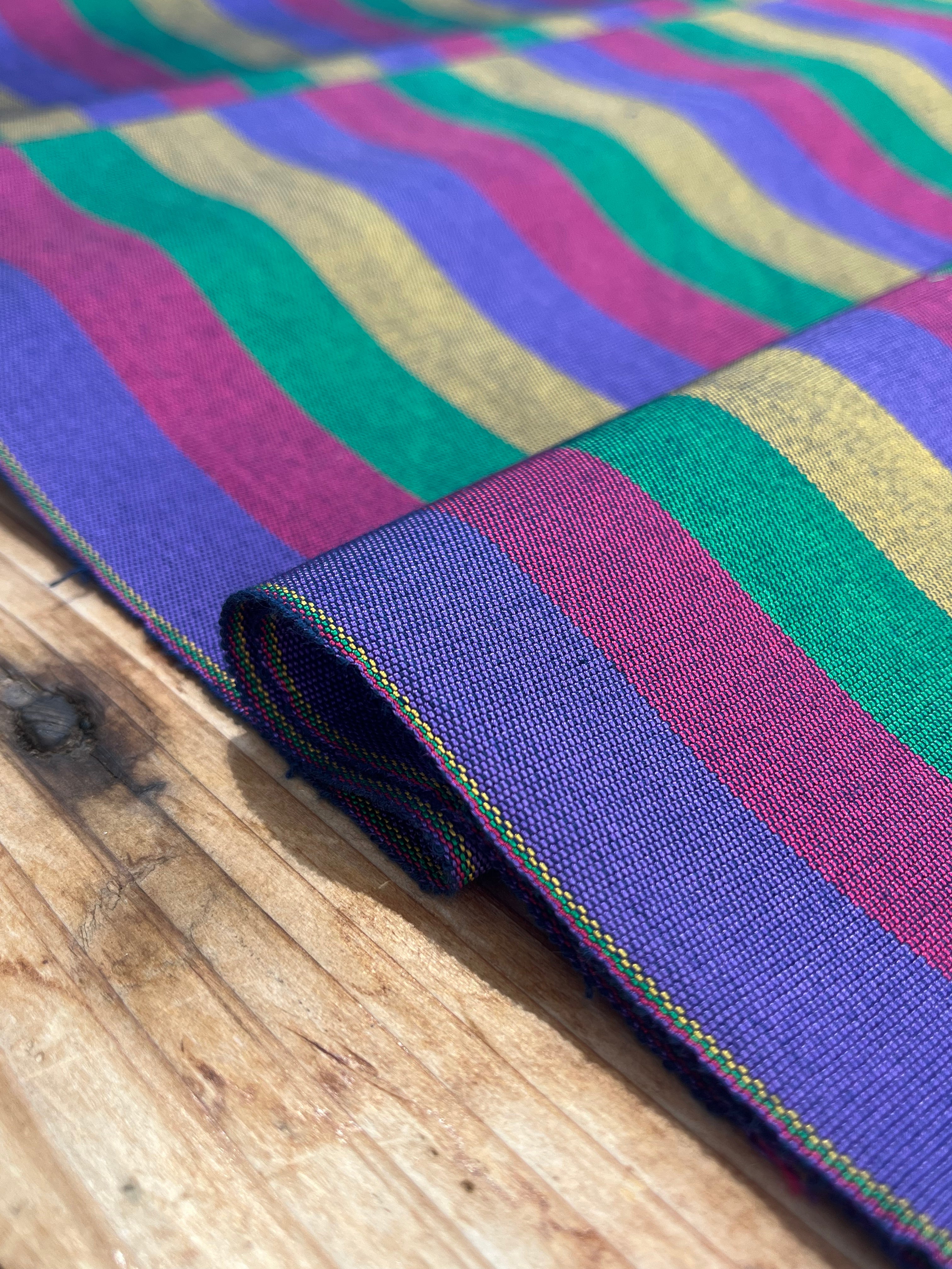 Multi Color Striped Pattern Moiré Fabric By The Yard – Luxurious Silk  For Interior Design & Special Sewing Projects. / 22 inches - 50 cm Width.