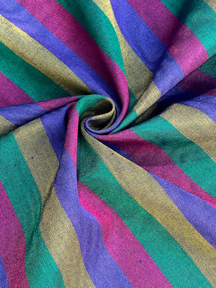 Multi Color Striped Pattern Moiré Fabric By The Yard – Luxurious Silk  For Interior Design & Special Sewing Projects. / 22 inches - 50 cm Width.