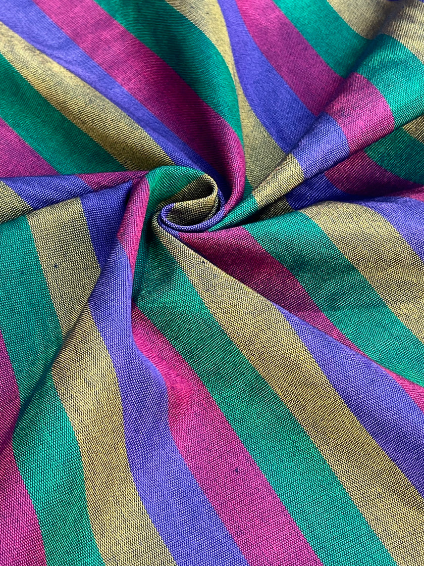 Multi Color Striped Pattern Moiré Fabric By The Yard – Luxurious Silk  For Interior Design & Special Sewing Projects. / 22 inches - 50 cm Width.