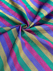 Multi Color Striped Pattern Moiré Fabric By The Yard – Luxurious Silk  For Interior Design & Special Sewing Projects. / 22 inches - 50 cm Width.