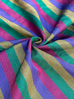 Multi Color Striped Pattern Moiré Fabric By The Yard – Luxurious Silk  For Interior Design & Special Sewing Projects. / 22 inches - 50 cm Width.