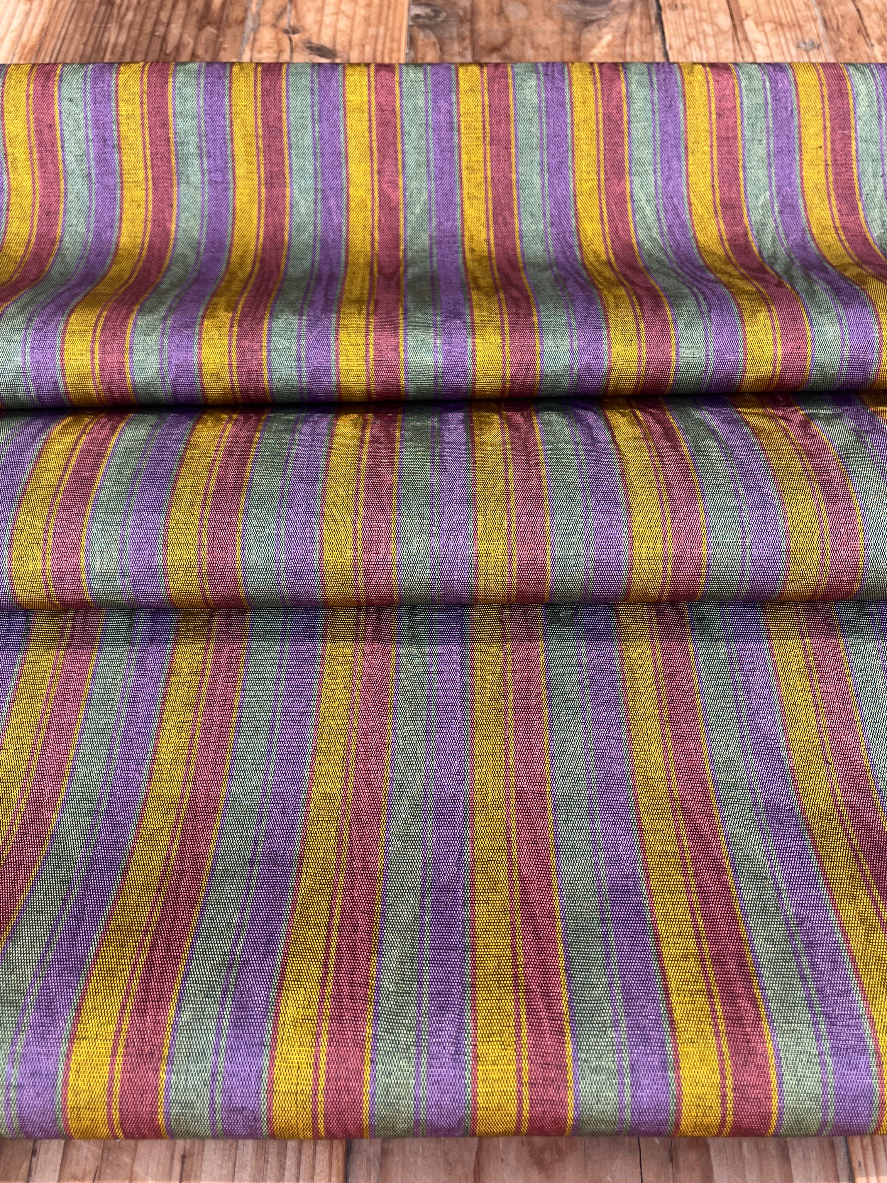 Multi Color Striped Pattern Moiré Fabric By The Yard – Luxurious Silk  For Interior Design & Special Sewing Projects. / 22 inches - 50 cm Width.