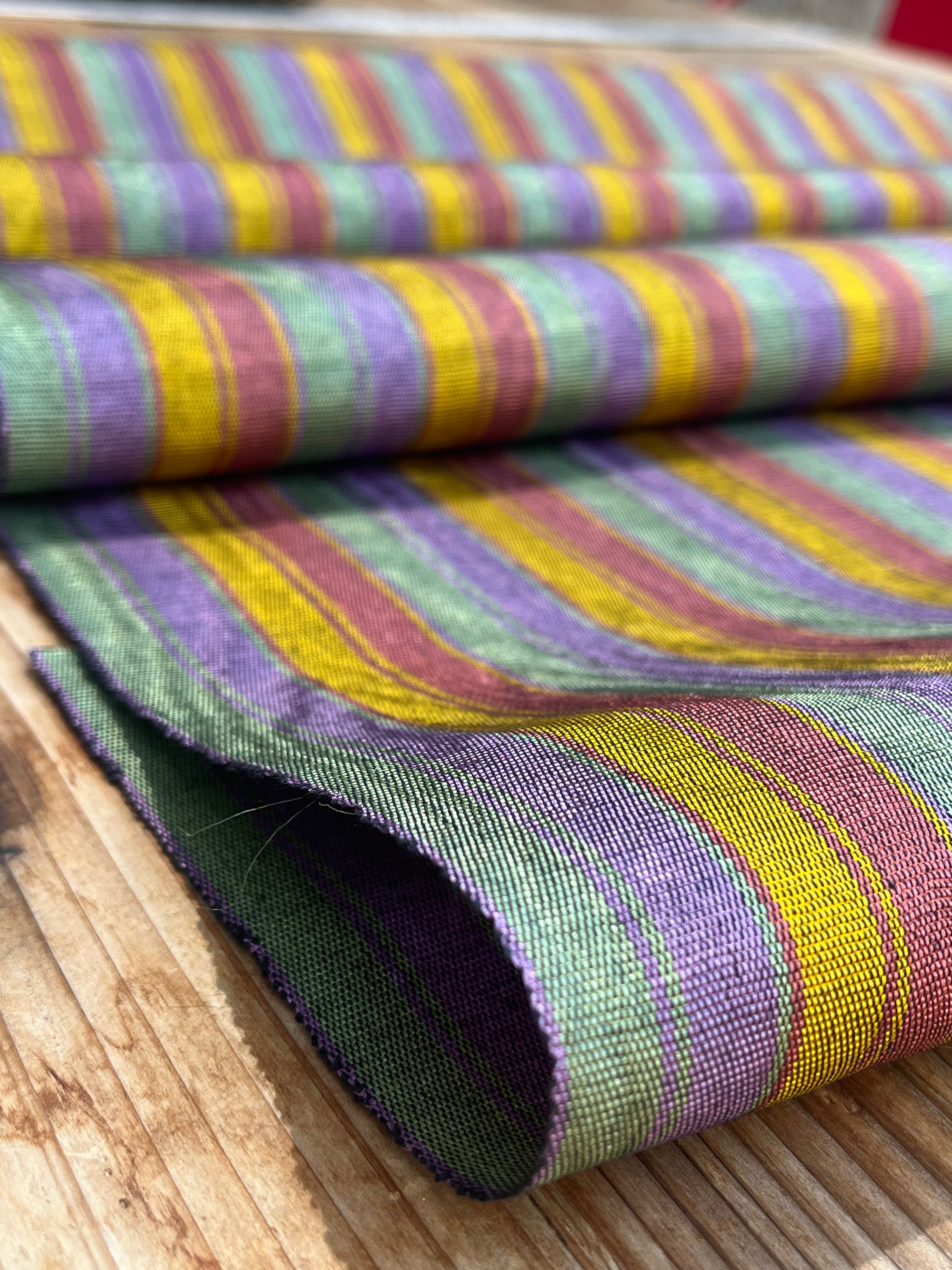 Multi Color Striped Pattern Moiré Fabric By The Yard – Luxurious Silk  For Interior Design & Special Sewing Projects. / 22 inches - 50 cm Width.