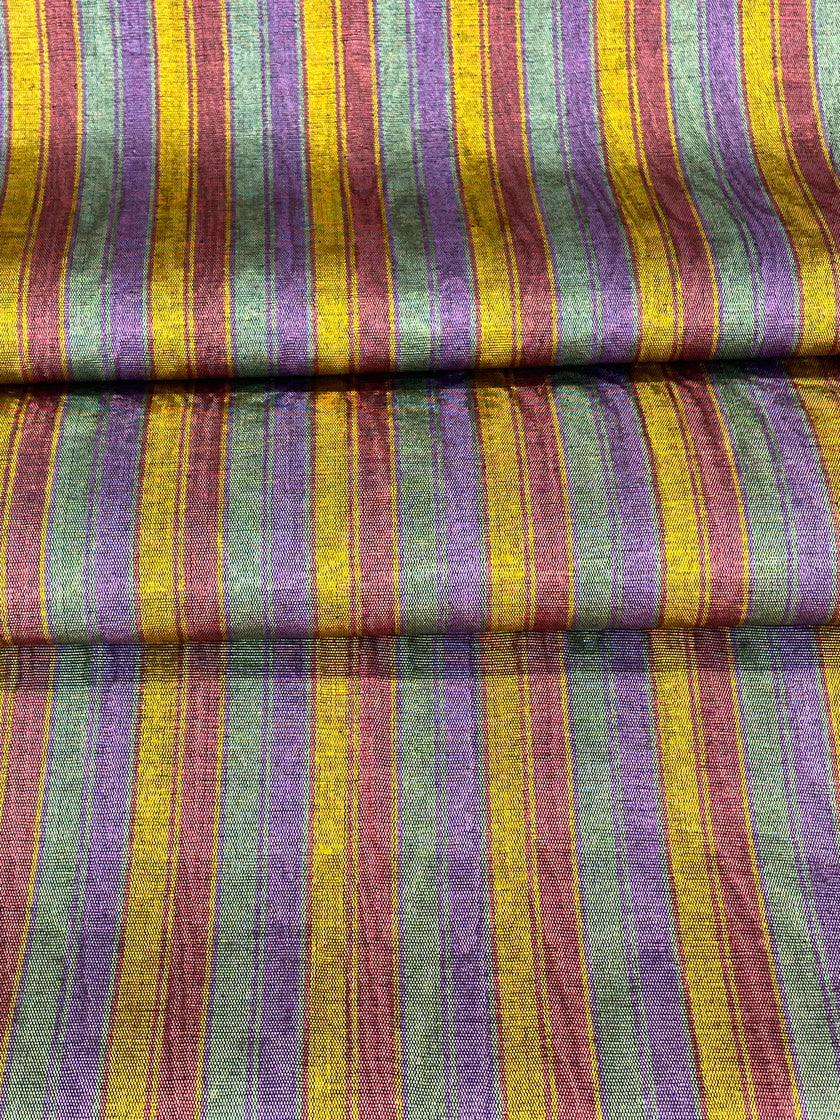 Multi Color Striped Pattern Moiré Fabric By The Yard – Luxurious Silk  For Interior Design & Special Sewing Projects. / 22 inches - 50 cm Width.