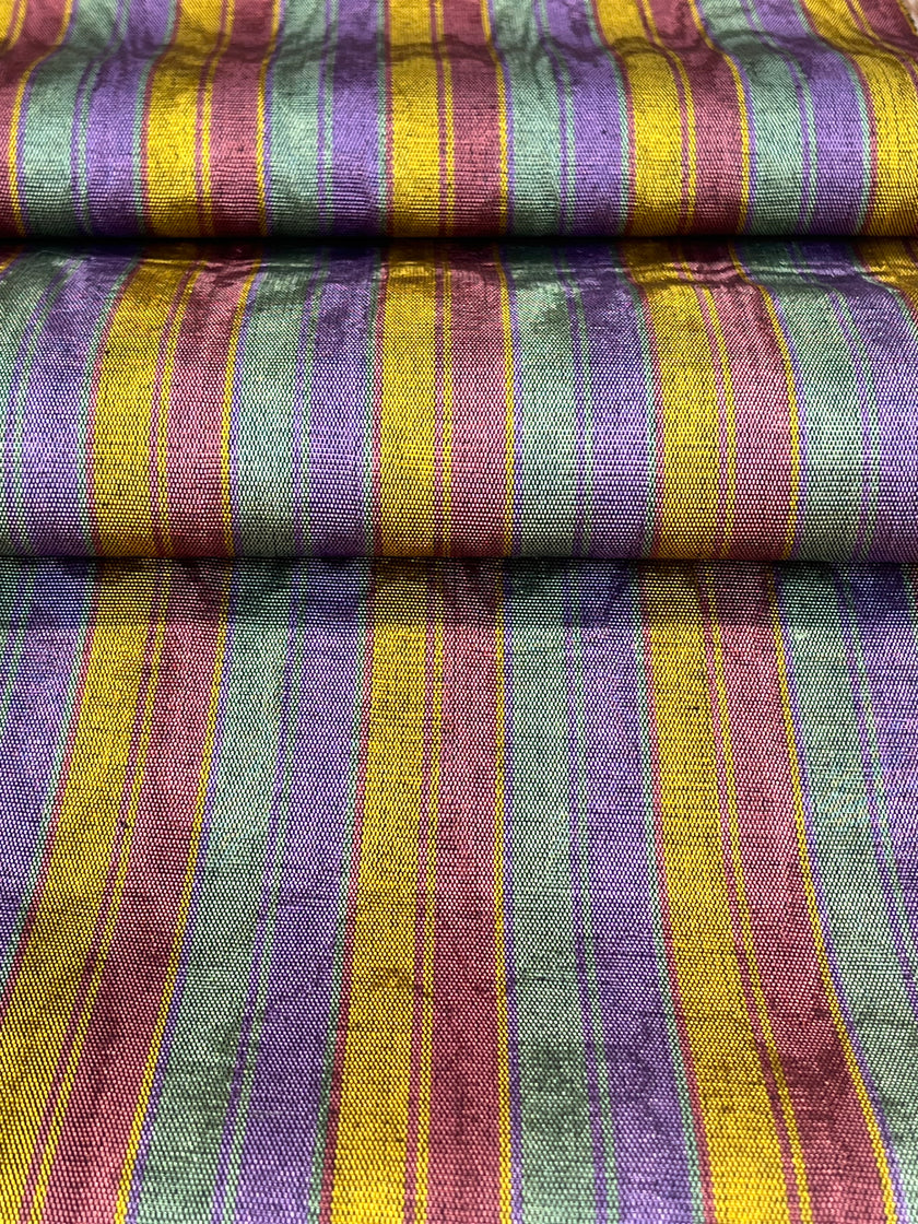 Multi Color Striped Pattern Moiré Fabric By The Yard – Luxurious Silk  For Interior Design & Special Sewing Projects. / 22 inches - 50 cm Width.